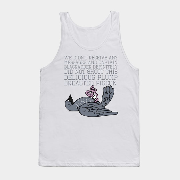 Baldrick Speckled Jim the Plump Breasted Pigeon Tank Top by Meta Cortex